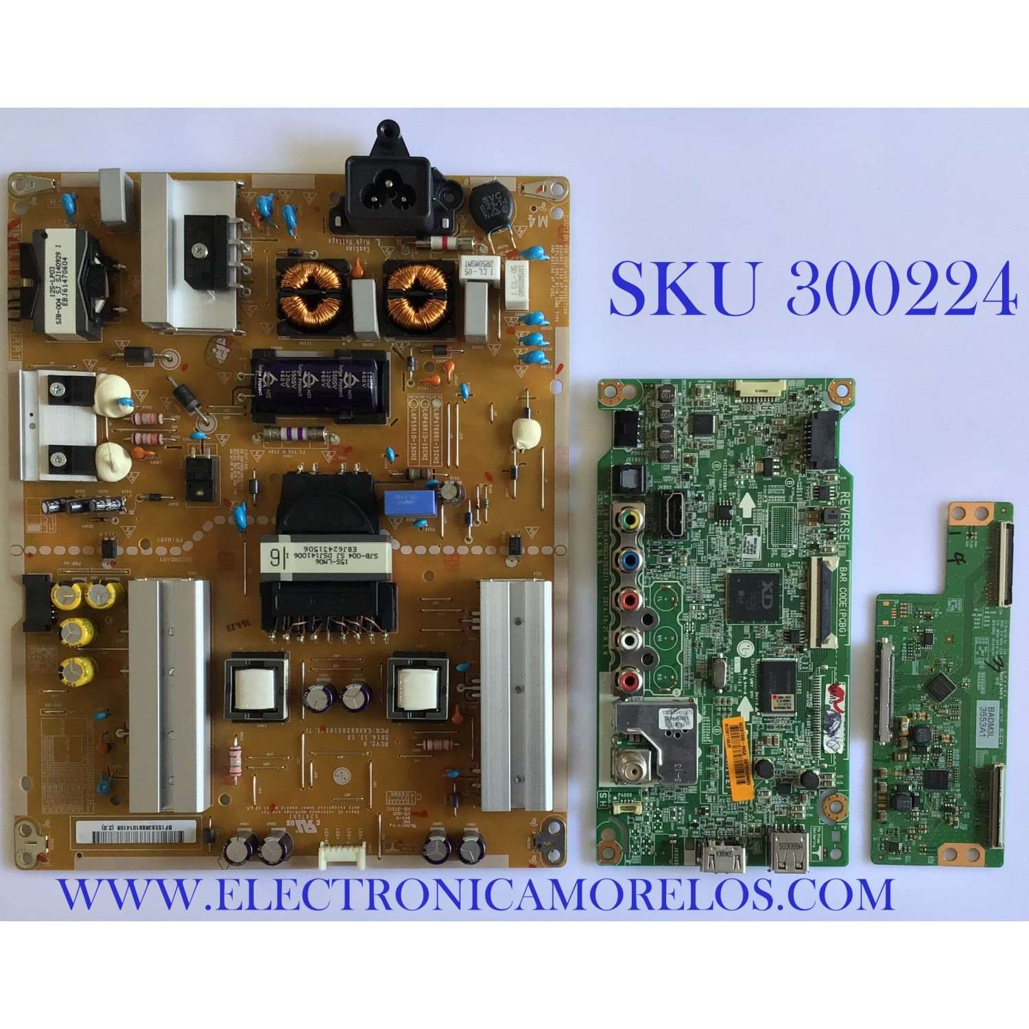 KIT DE TARJETAS PARA TV LG / MAIN EBT63439833 / EAX66242603(1.0) / FUENTE EAY63689101 / EAX66203101(1.6) / T-CON 6871L-3653A / 6870C-0471D / PANEL LC550DUE (MG)(A3) / MODELO 55LF6000-UB.BUSYLJR